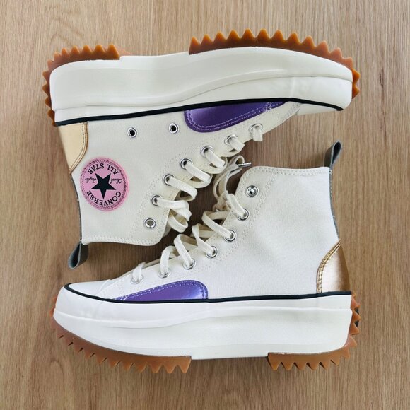 ❤️Converse Run Star Hike Platform Chrome Chunky Sz 6.5 Men's Shoes Beige A09796C - Picture 3 of 10